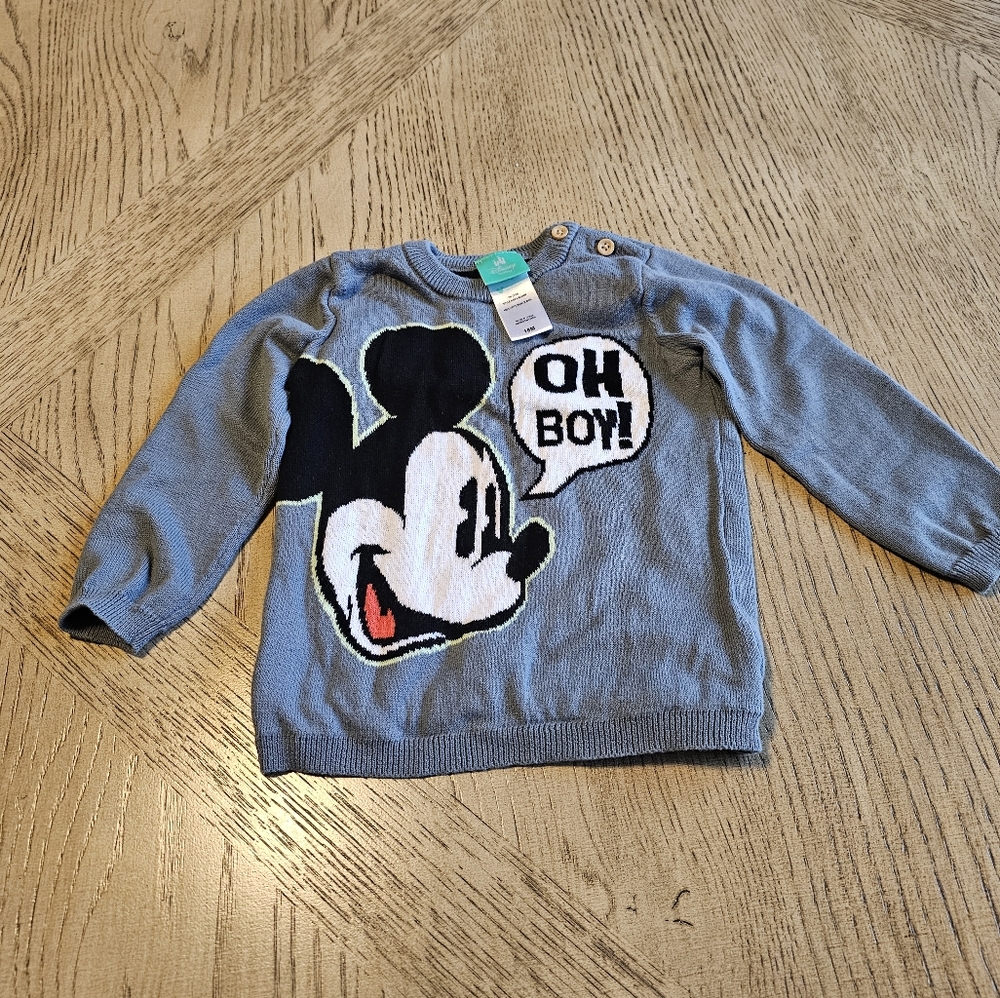 Disney Baby Mickey Mouse Gray Sweater 18M